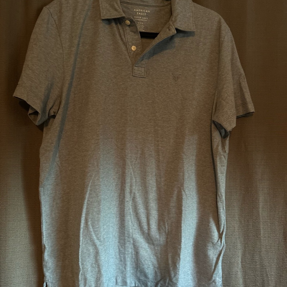 American Eagle Outfitters Men's Grey Polo Shirt